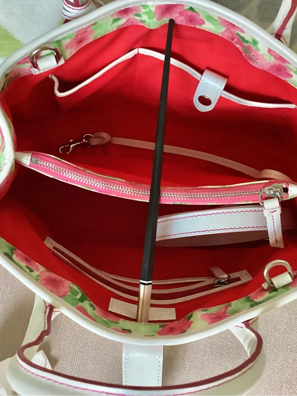 Dooney & Bourke White & Pink Floral Satchel - Picture 3 of 16